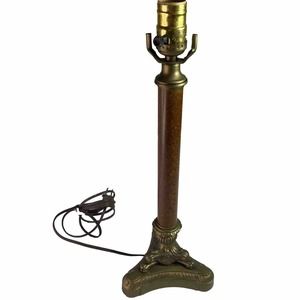 HLWD Regency Faux Brass Wood Candlestick Table Lamp Triangular Base 18 Excelsior